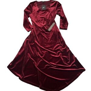 Burgundy Red Velvet Beaded Dress Womens Medium New With Tags